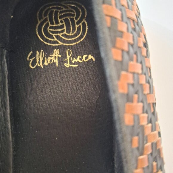 Elliot Lucca Women's Leather Black & Tan Woven Classic Loafers Size 8.5 - Picture 5 of 8